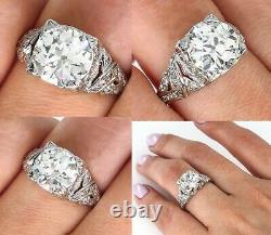 Gia 3.14ct Antique Edwardian Deco Old European Diamond Solitaire Engagement Ring