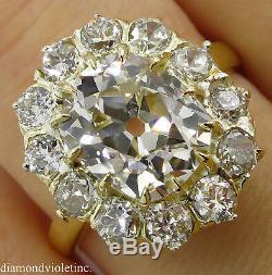 Gia 4.70ct Antique Vintage Old Cushion Diamond Engagement Wedding Cluster Ring