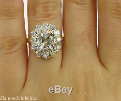 Gia 4.70ct Antique Vintage Old Cushion Diamond Engagement Wedding Cluster Ring