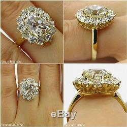 Gia 4.70ct Antique Vintage Old Cushion Diamond Engagement Wedding Cluster Ring
