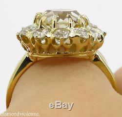 Gia 4.70ct Antique Vintage Old Cushion Diamond Engagement Wedding Cluster Ring