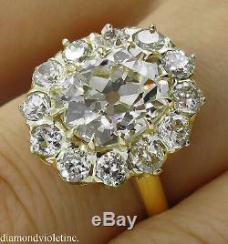 Gia 4.70ct Antique Vintage Old Cushion Diamond Engagement Wedding Cluster Ring