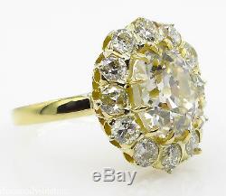 Gia 4.70ct Antique Vintage Old Cushion Diamond Engagement Wedding Cluster Ring