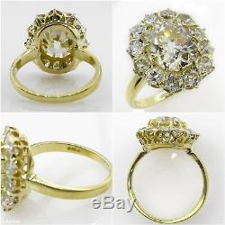 Gia 4.70ct Antique Vintage Old Cushion Diamond Engagement Wedding Cluster Ring