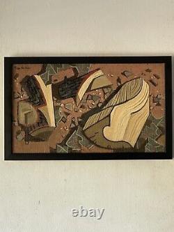 Great Antique MID Century Modern Abstract Cubism Oil Painting Old Vintage Cubist