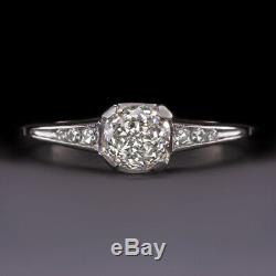 H Vs. 87 Old Mine Brilliant Cut Diamond Platinum Engagement Ring Vintage Antique