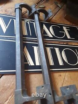 HUGE Large antique vintage old art deco Door school shop Handle Pulls 20 inch