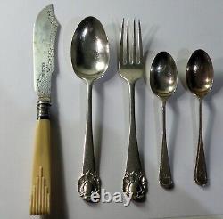 Hallmarked old silver collection spoons fork & butter knife gross weight 116g -G