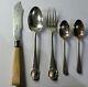 Hallmarked old silver collection spoons fork & butter knife gross weight 116g -G