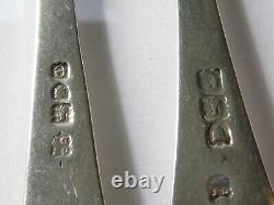 Hallmarked old silver collection spoons fork & butter knife gross weight 116g -G