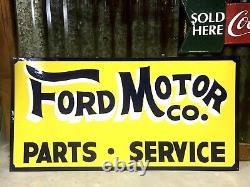 Hand Painted Antique Vintage Old Style FORD MOTOR CO Parts Service 36 Sign Yell