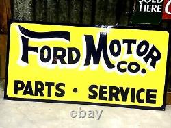 Hand Painted Antique Vintage Old Style FORD MOTOR CO Parts Service 36 Sign Yell