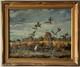 Henry Goode Antique Modern Abstract Bird Landscape Oil Painting Old Vintage 1940
