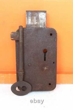 Iron Door Lock and Key Old Vintage Antique Very Rare Collectible F-7