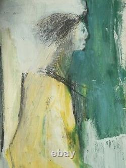 K Edwards Antique MID Century Modern Abstract Oil Painting Old Vintage 1961