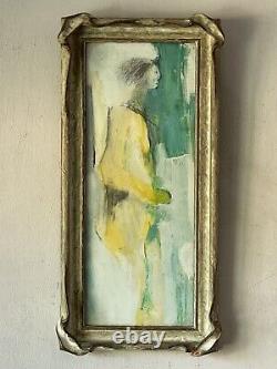 K Edwards Antique MID Century Modern Abstract Oil Painting Old Vintage 1961