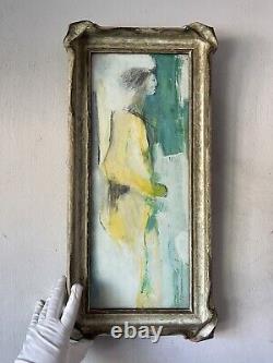 K Edwards Antique MID Century Modern Abstract Oil Painting Old Vintage 1961