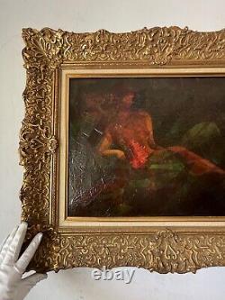 Kenneth Walters Antique Modern Abstract Reclining Woman Oil Painting Old Vintage