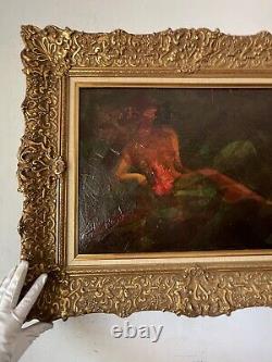 Kenneth Walters Antique Modern Abstract Reclining Woman Oil Painting Old Vintage