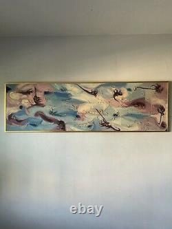 Large MID Century Modern Abstract Oil Painting Old Antique Vintage K Villasenor