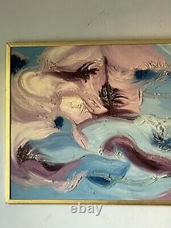 Large MID Century Modern Abstract Oil Painting Old Antique Vintage K Villasenor