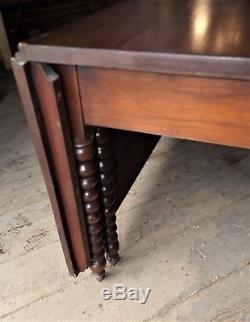 Large Vintage Walnut Drop Leaf Gate Leg Table, Nice Old Furniture