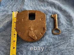 Lock- Old Vintage Iron Most Rare And Unique Working Padlock With Key. 22
