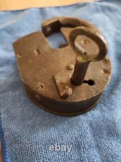 Lock- Old Vintage Iron Most Rare And Unique Working Padlock With Key. 22