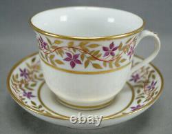 Locre La Courtille Paris Purple Red Gold Floral Breakfast Cup & Saucer 1773-1824