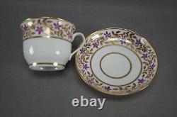 Locre La Courtille Paris Purple Red Gold Floral Breakfast Cup & Saucer 1773-1824