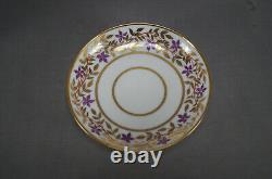 Locre La Courtille Paris Purple Red Gold Floral Breakfast Cup & Saucer 1773-1824