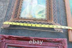 Lot OLD 3d LENTICULAR Prints Framed Antique Vintage Religious Christian DEEP OS