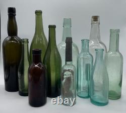 Lot Of 11 Old Vintage Antique Glass Bottle Clear/colored Glass Bottle