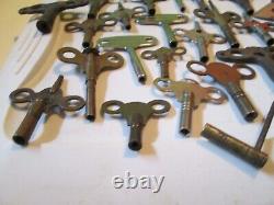 Lot Of 40 Old Antique Vintage Clock Skate Toy Wind Up Keys Radiator No Skeleton