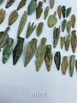 Lot Old Antique Bronze Warrior Knife Arrows Head Spire Ancient Greek Antiquities