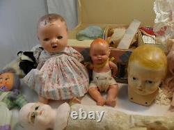 Lot of Antique & Vintage Dolls Porcelain Bisque Creepy Broken AS IS Toys Old