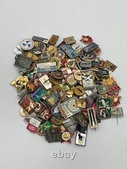 Lot of unsorted old antique vintage collectible pins medals badges