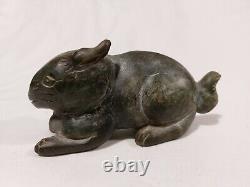 Lovely Gemstone Rabbit 134mm Length Old Carved Ornament Vintage Collectable