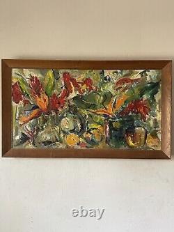 MID CENTURY MODERN ANTIQUE EXPRESSIONIST OIL PAINTING VINTAGE OLD COTE 1950s