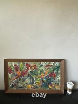 MID CENTURY MODERN ANTIQUE EXPRESSIONIST OIL PAINTING VINTAGE OLD COTE 1950s