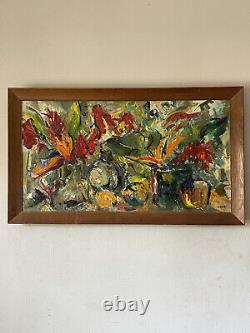 MID CENTURY MODERN ANTIQUE EXPRESSIONIST OIL PAINTING VINTAGE OLD COTE 1950s