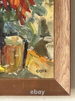 MID CENTURY MODERN ANTIQUE EXPRESSIONIST OIL PAINTING VINTAGE OLD COTE 1950s