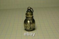 Memento mori Antique old skull perfume bottle Pendant Sterling Silver Victorian