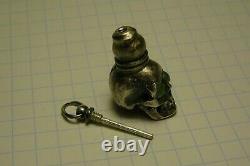 Memento mori Antique old skull perfume bottle Pendant Sterling Silver Victorian