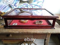 Mercantile Showcase Old Wooden and Glass Countertop Display Case Rectangle