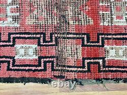 Moroccan antique CARPET vintage area rug hand-made berber old rug 4 x 5 ft