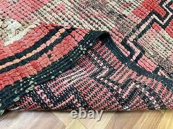 Moroccan antique CARPET vintage area rug hand-made berber old rug 4 x 5 ft