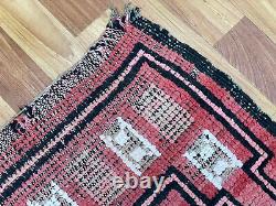 Moroccan antique CARPET vintage area rug hand-made berber old rug 4 x 5 ft