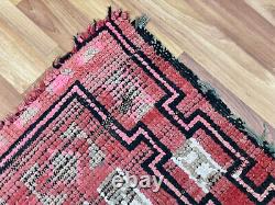 Moroccan antique CARPET vintage area rug hand-made berber old rug 4 x 5 ft