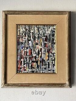 Morris Moi Solotaroff Antique Modern Abstract Oil Painting Old Vintage Cubist 60